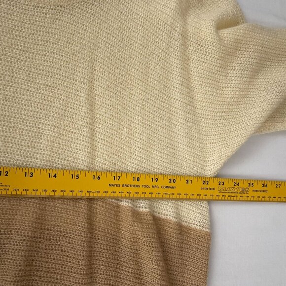 Splendid Colorblock Loose Fit‎ Knit Cowl Neck Tunic Sweater Cream Tan Women L - Picture 8 of 11